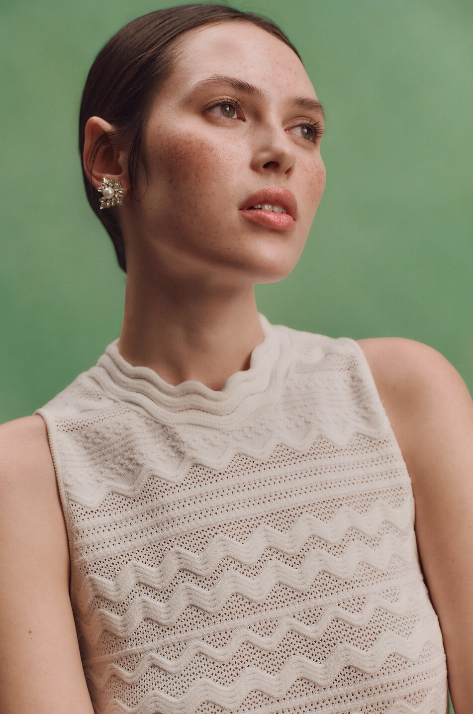 MOLLI Cécilia flared cotton knit midi dress Women EGGSHELL 4