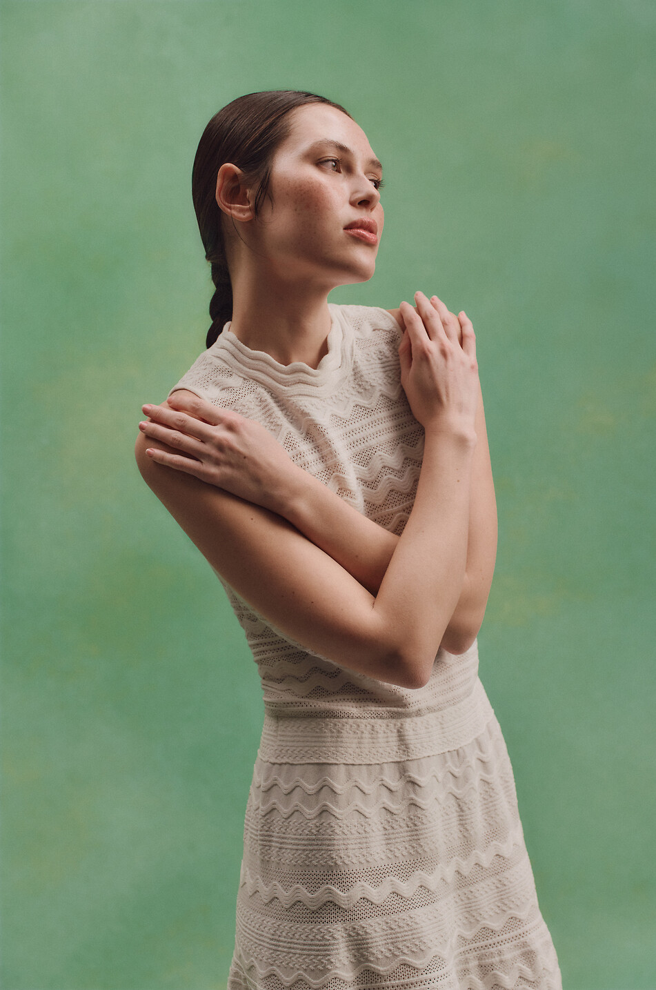 MOLLI Cécilia flared cotton knit midi dress Women EGGSHELL 5