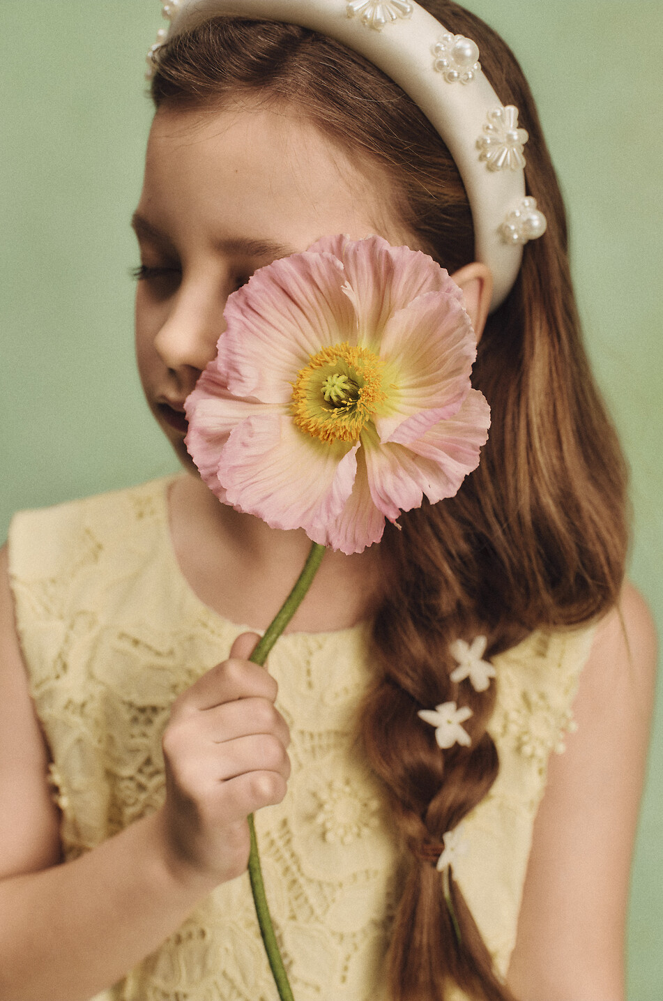 SELF PORTRAIT Robe sans manches en dentelle fleurie fille Fille JAUNE 4