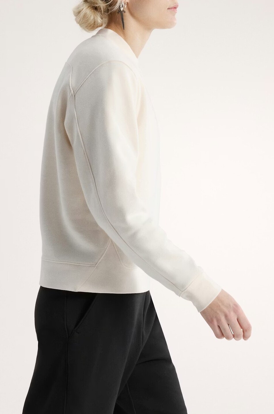 ARC'TERYX Oversize-Pullover mit Rundhalsausschnitt aus Fleece Emblem Damen CREMEFARBEN 3