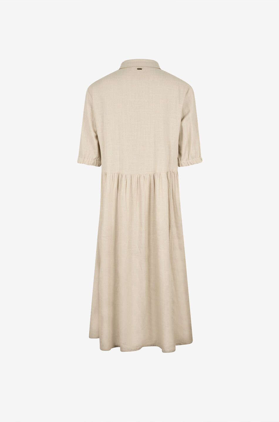 HERNO Midi viscose shirt collar flared dress Women Light beige 2