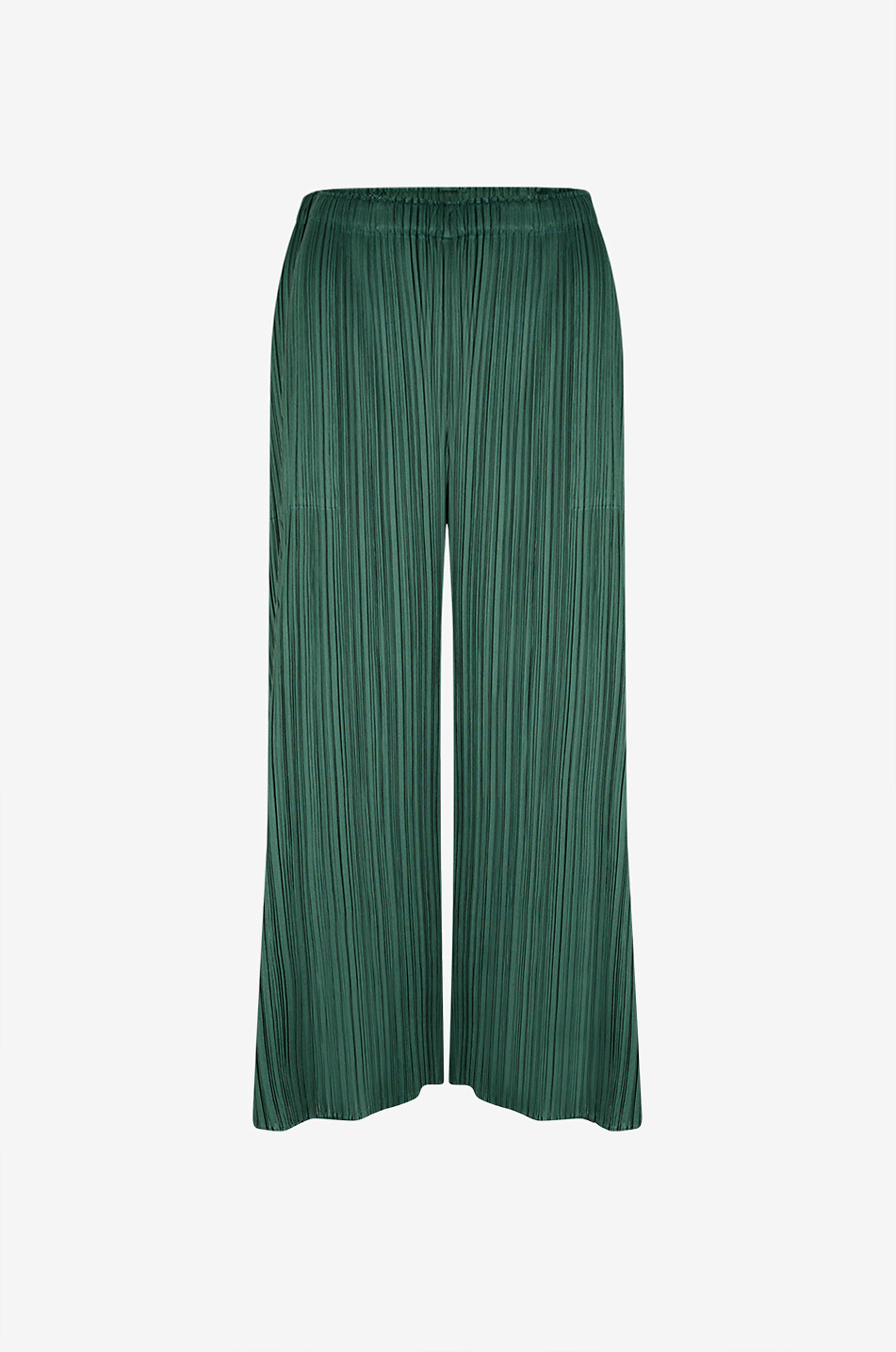 Wide-leg straight pleated crêpe trousers