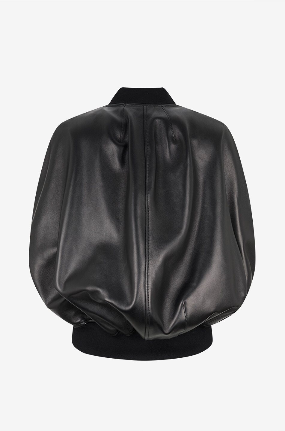 BALENCIAGA Veste bomber courte en cuir de mouton Femme NOIR 2