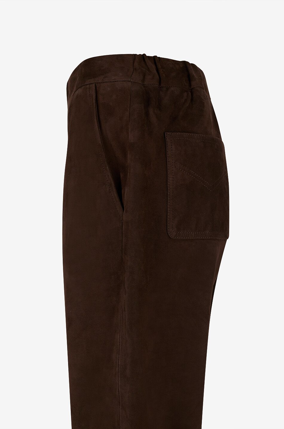 DIEGA Pantalon droit en cuir de chèvre velouté Parizono Femme MARRON 5