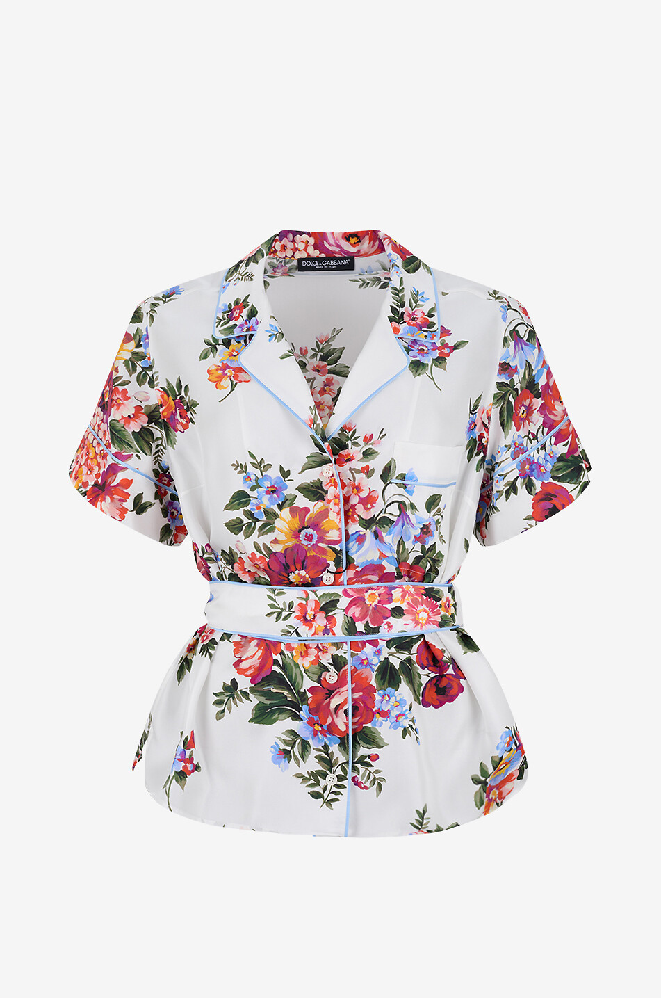 DOLCE & GABBANA Chemise cintrée à imprimé floral en soie Femme BLANC 1