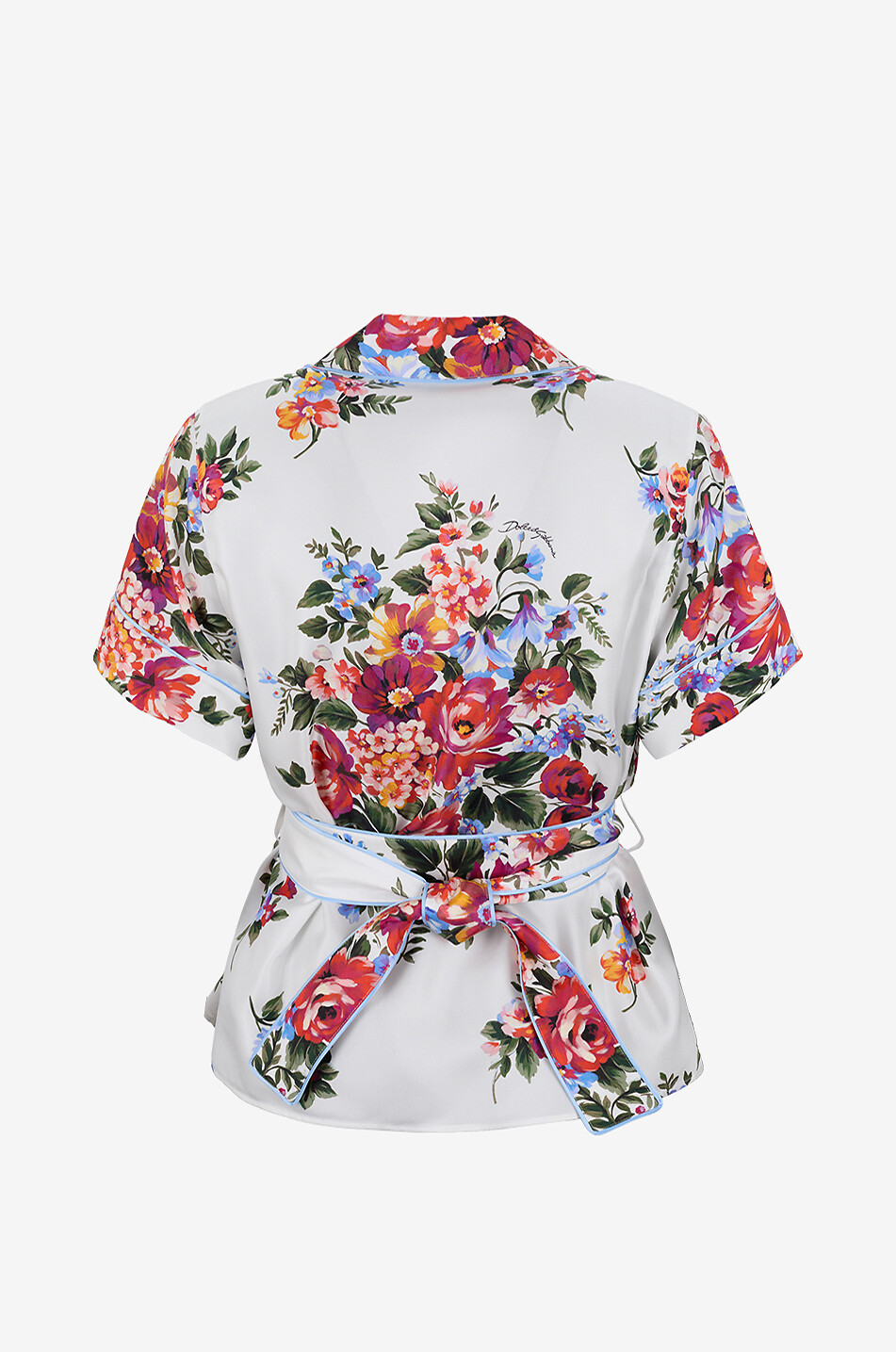 DOLCE & GABBANA Chemise cintrée à imprimé floral en soie Femme BLANC 2