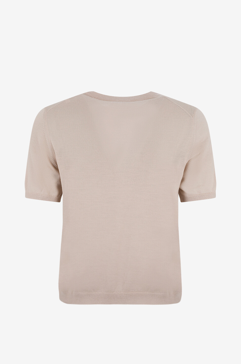BONGENIE Feinstrick-Pullover aus Schurwolle mit kurzen Ärmeln Tasmania Damen Hellbeige 2