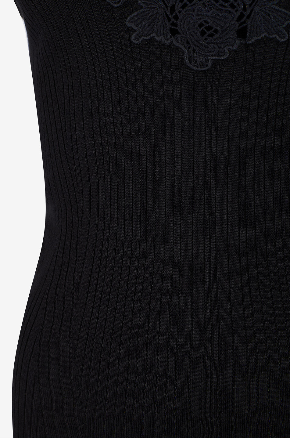 ULLA JOHNSON Top à col V en maille côtelée à broderies anglaises Ainsley Femme NOIR 3
