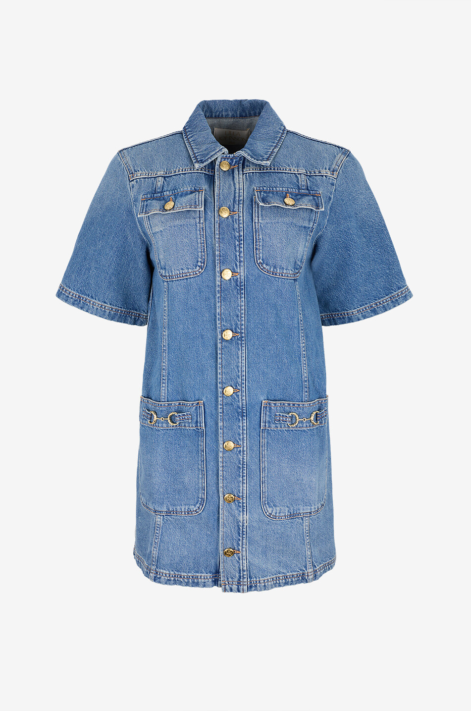 ULLA JOHNSON Painters cotton denim short shirt dress Women BLUE 1