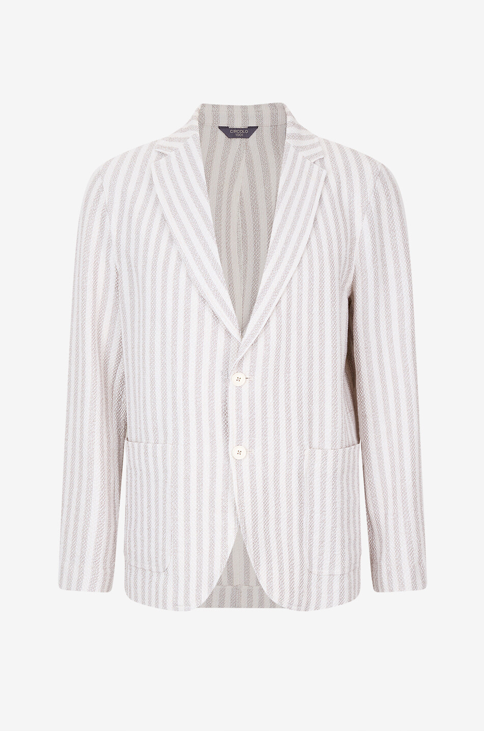 CIRCOLO 1901 Gestreifter Blazer aus Leinen- und Baumwollstrick Herren BEIGE 1