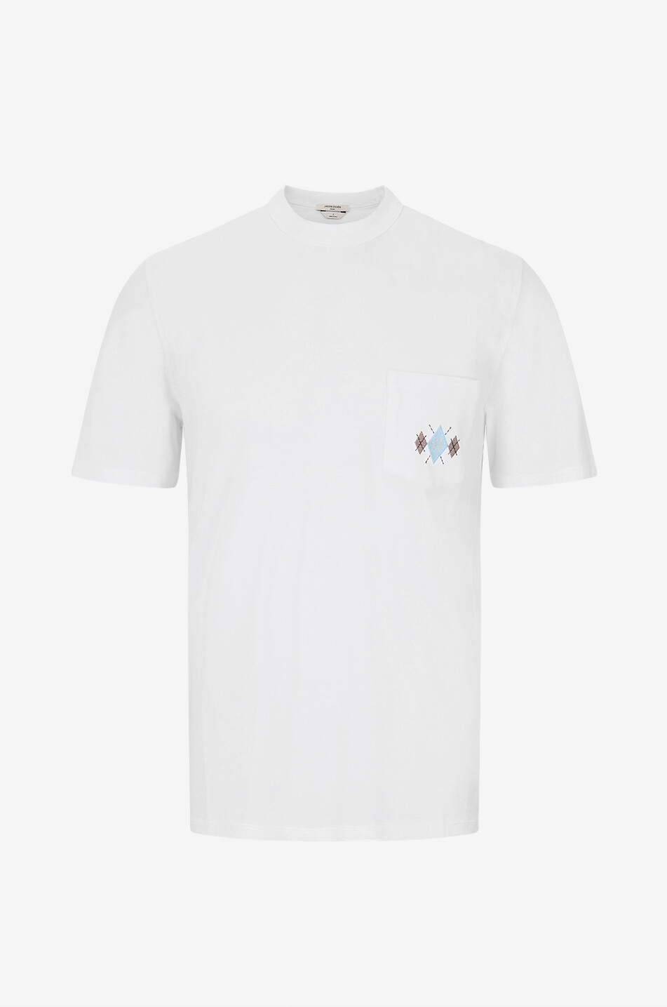 Round-neck embroidered cotton jersey T-shirt