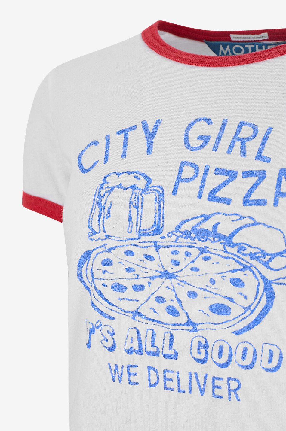 MOTHER The Lil Goodie Ringer City Girl Pizza short-sleeved T-shirt Women WHITE 3