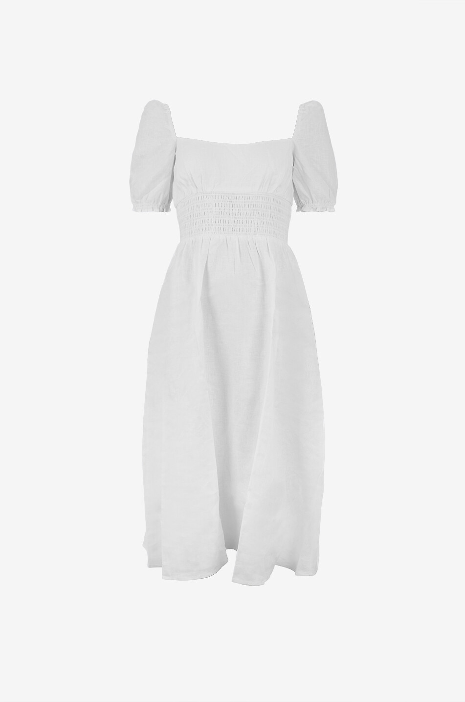 Adler linen puff-sleeve midi dress