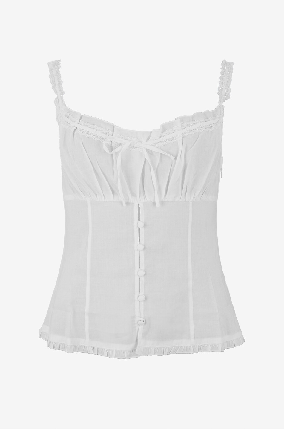 Eveline lace-trimmed voile fitted top