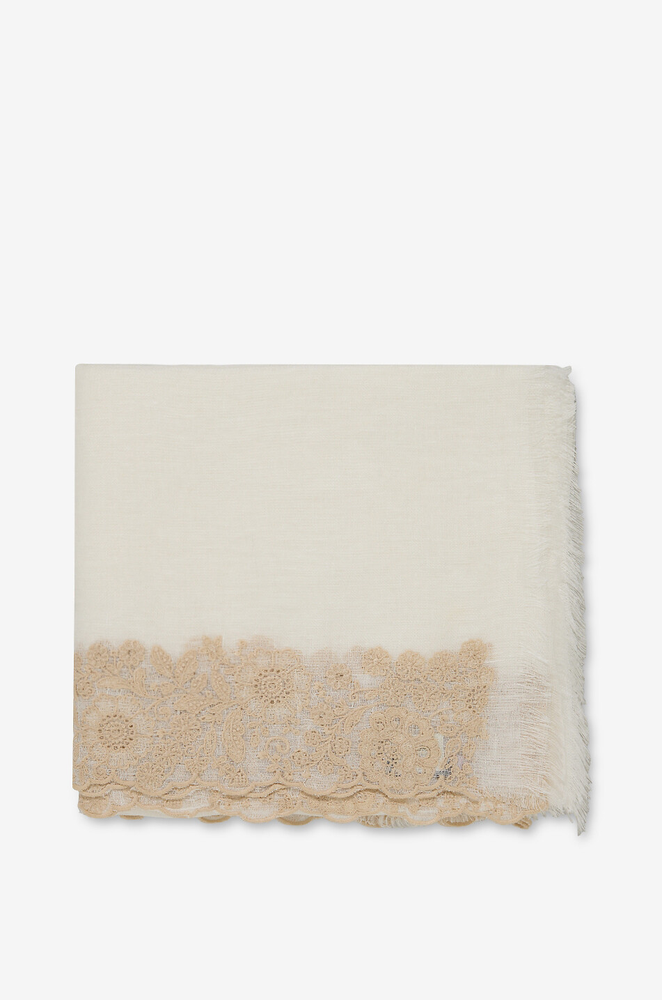 GAYNOR Odeon lace-trimmed linen stole Women WHITE 1