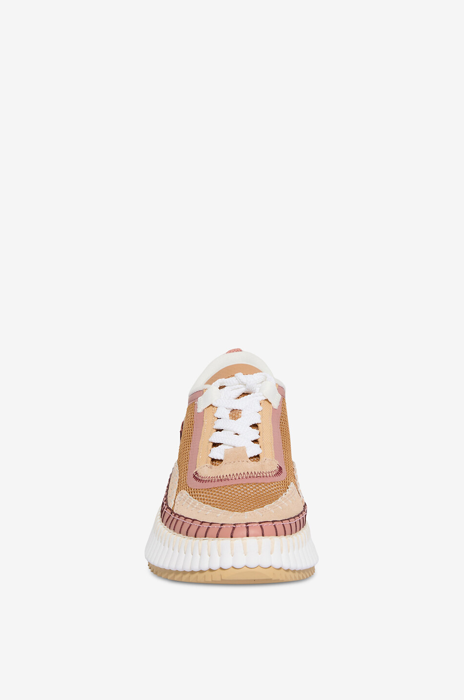 CHLOE Baskets basses en toile et cuir Nama Femme CAMEL 2