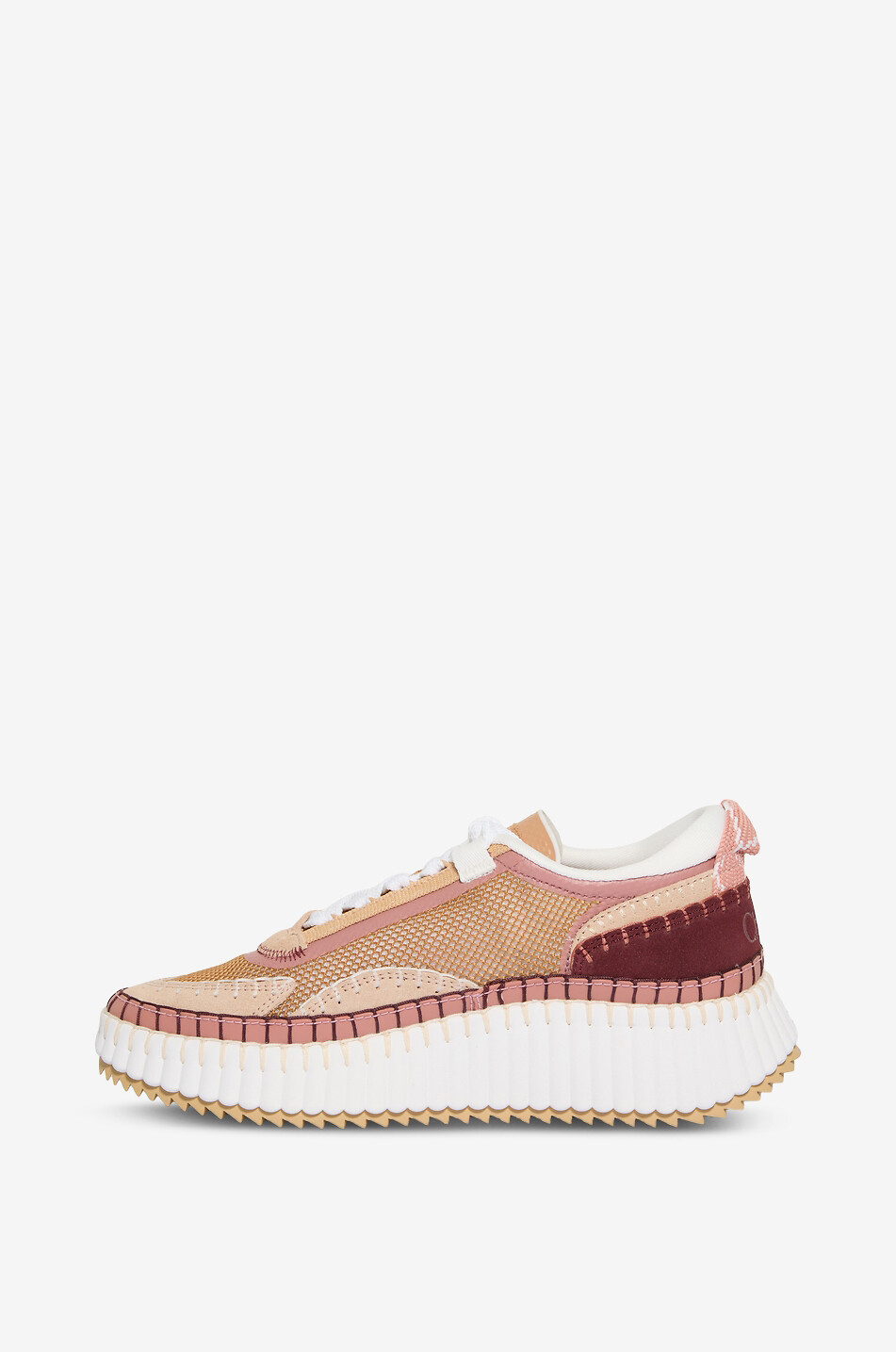 CHLOE Baskets basses en toile et cuir Nama Femme CAMEL 3