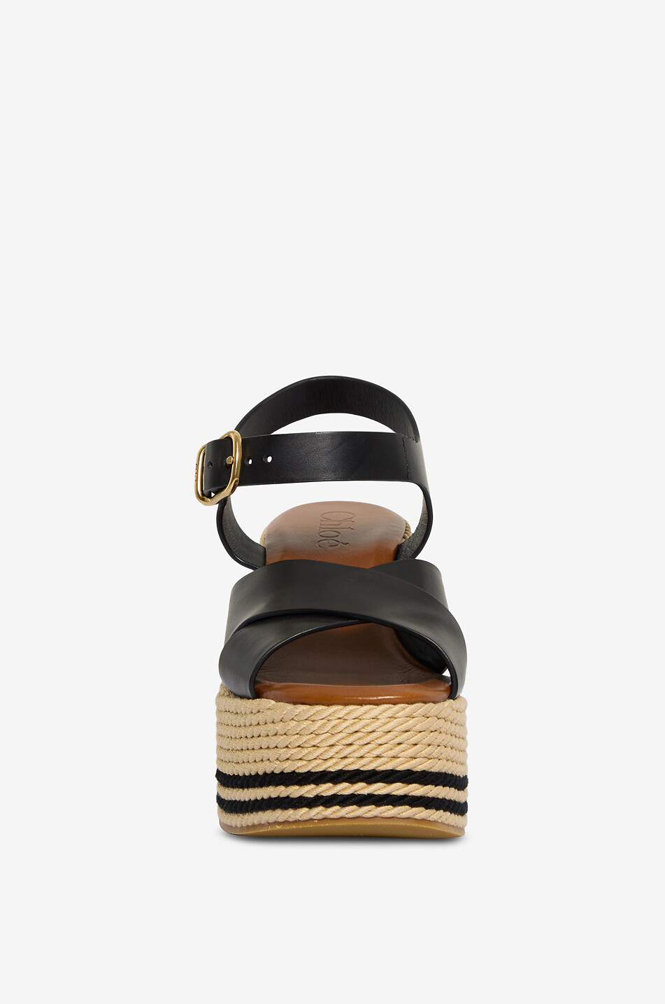 CHLOE Keilsandalen aus Leder und Bast Chloé Sand Damen SCHWARZ 2