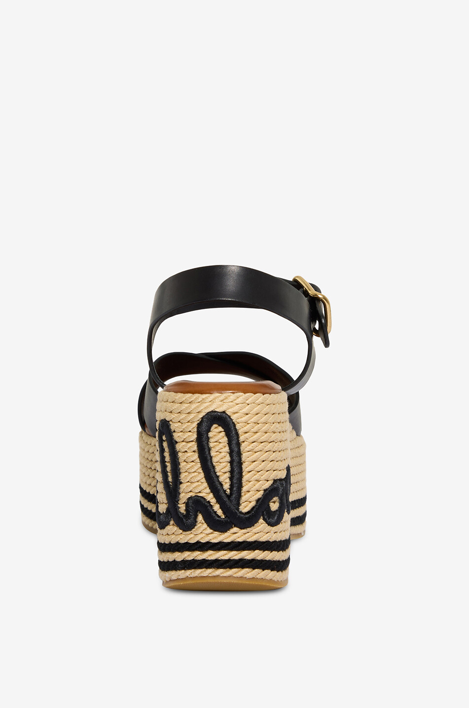 CHLOE Keilsandalen aus Leder und Bast Chloé Sand Damen SCHWARZ 4