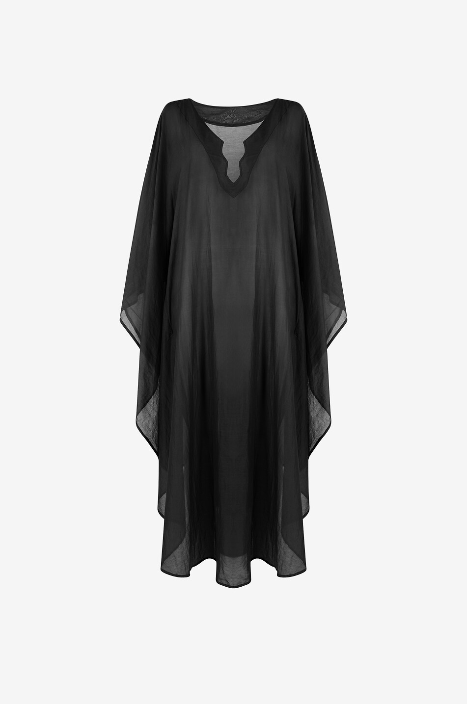 Caftan long à col V en coton et soie Thalassa
