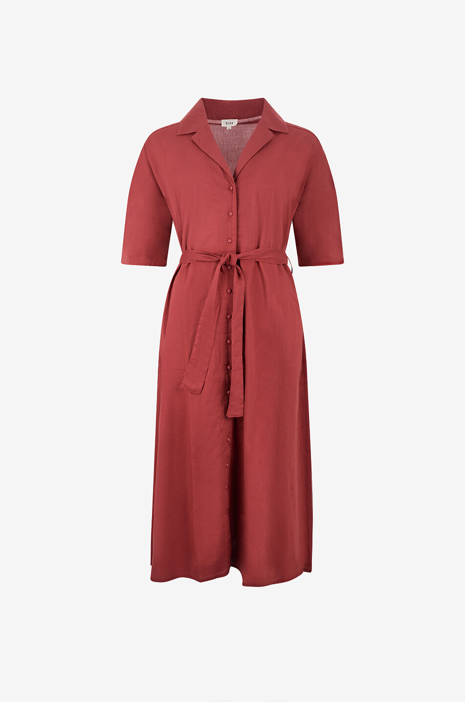 DIEGA Raclao belted mid-length cotton voile shirt dress Women DARK RED 1