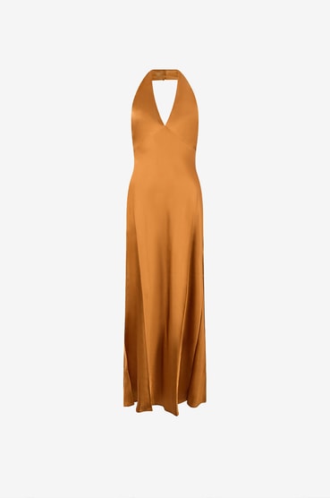 Daniela satin halter-neck long dress - REFORMATION - BLACK - Bongnie Daniela satin halter-neck long dress - REFORMATION - BLACK - Bongnie