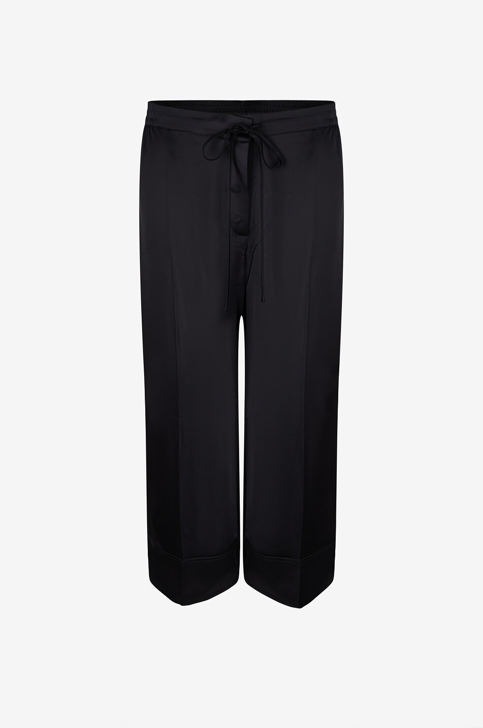 Wide-leg drawstring trousers in viscose satin