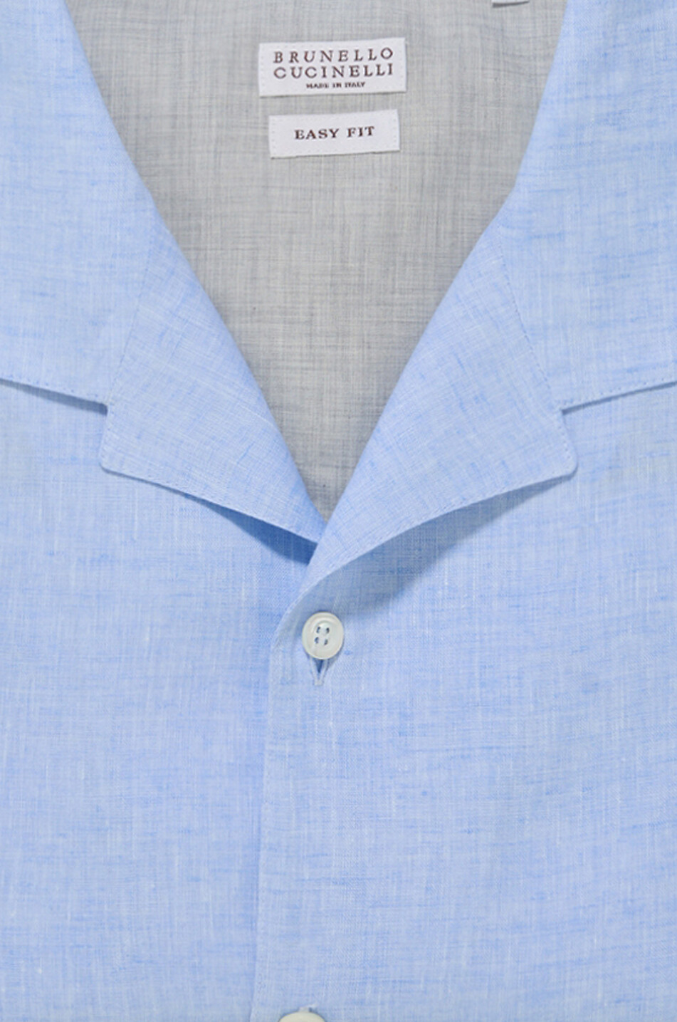 BRUNELLO CUCINELLI Kurzarm-Leinenhemd mit kubanischem Kragen Easy Fit Herren HELLBLAU 2