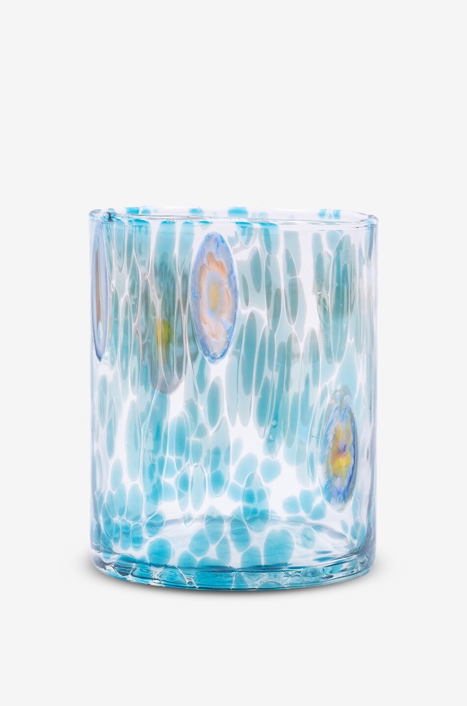 CASA CELVA Straight Murano mouth-blown glass tumbler with murrina patterns Home LIGHT BLUE 1