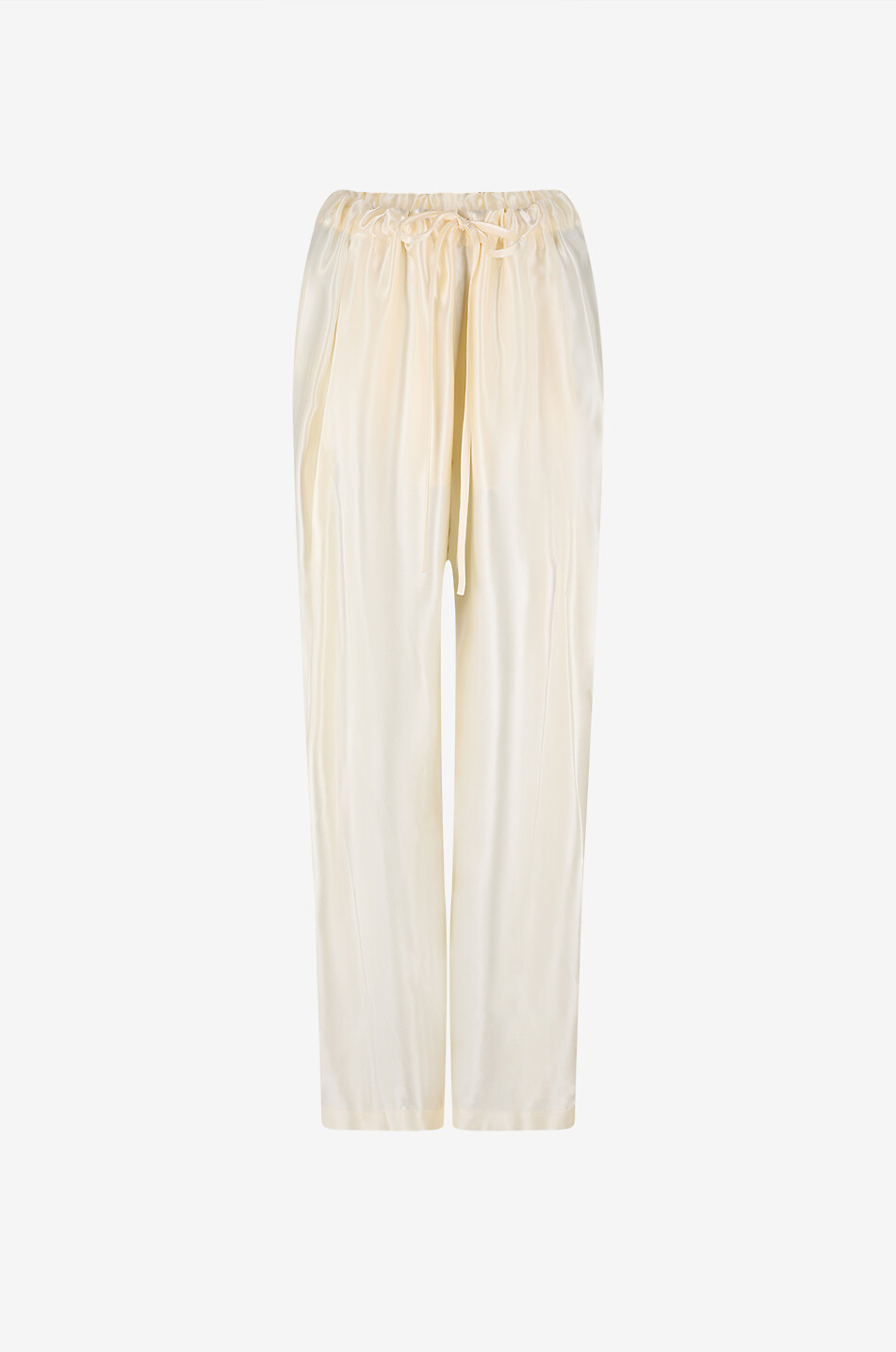 KHAITE Rohen satin blended viscose wide-leg trousers Women EGGSHELL 1