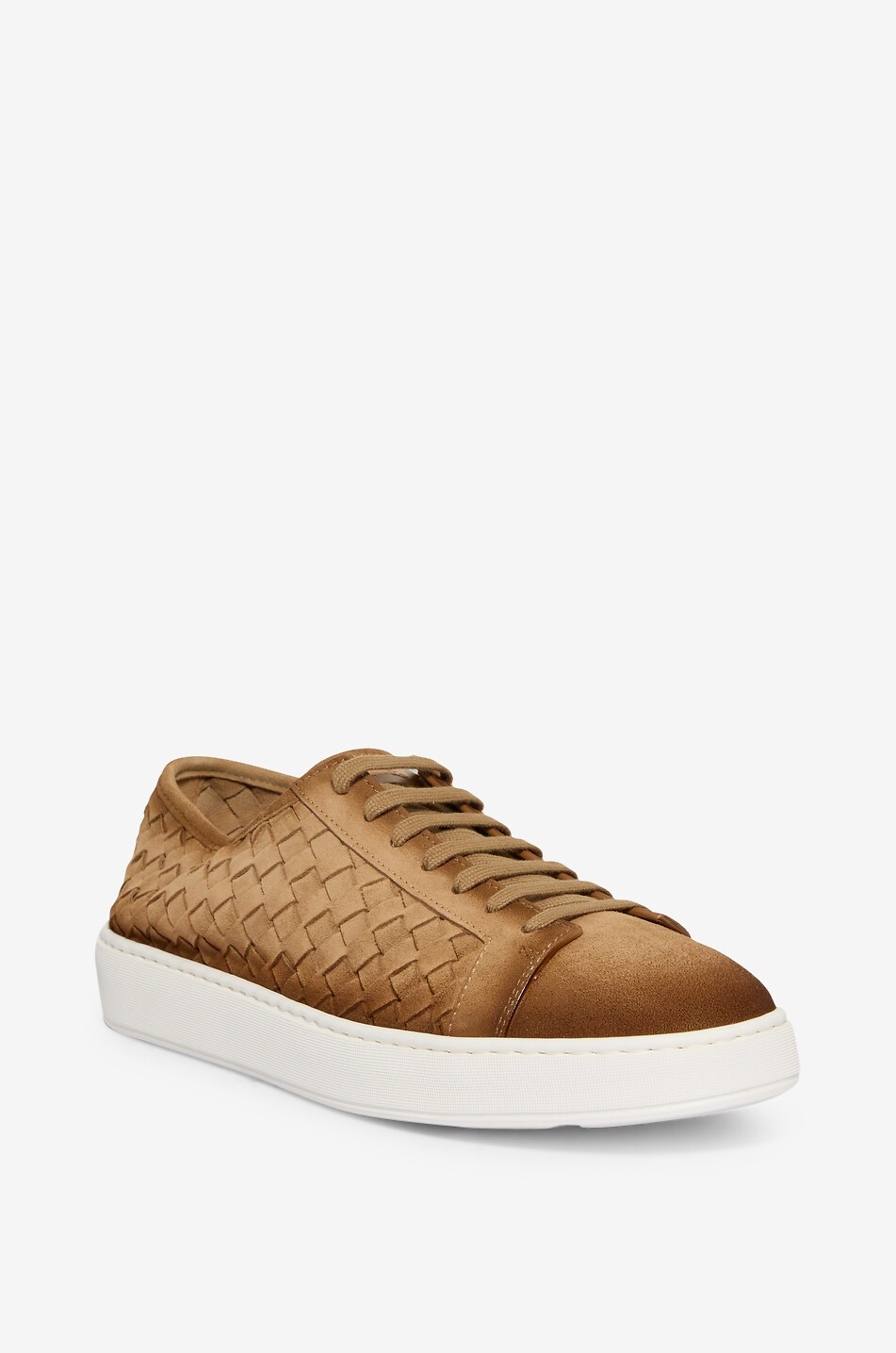 Intrecci low-top lace-up sneakers in woven suede