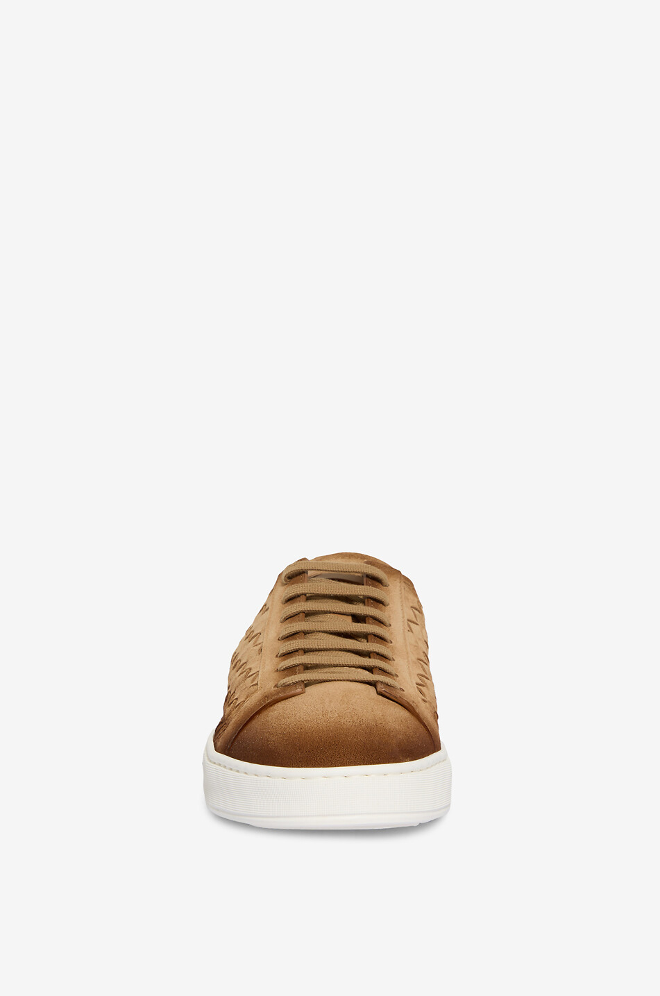 SANTONI Intrecci low-top lace-up sneakers in woven suede Men LIGHT BROWN 2