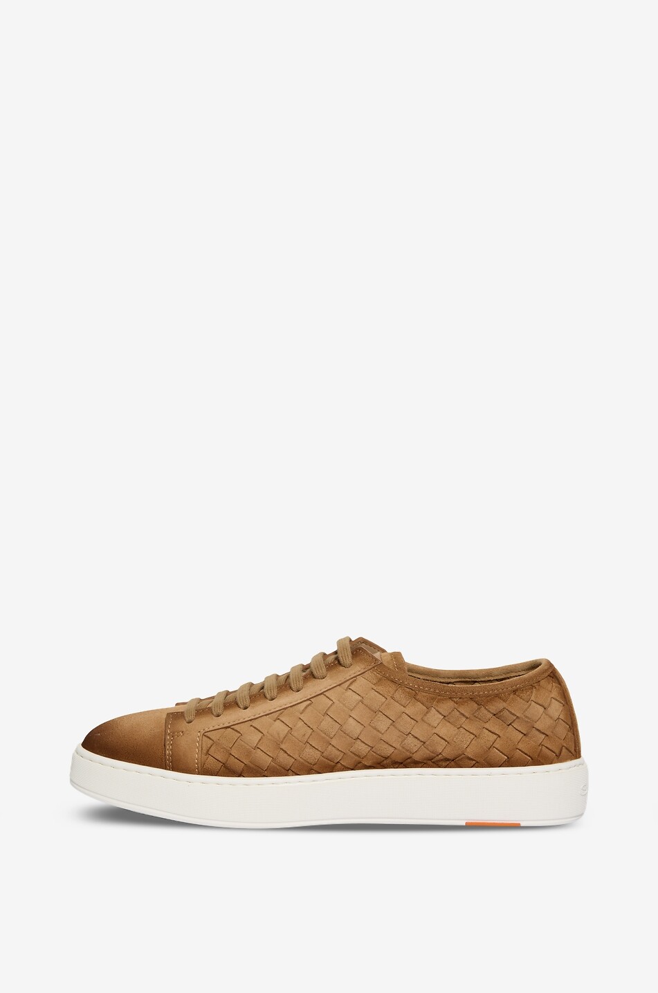 SANTONI Intrecci low-top lace-up sneakers in woven suede Men LIGHT BROWN 3