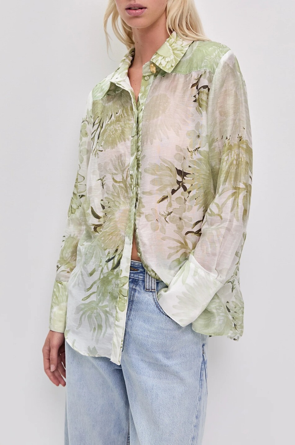 AJE Reflector printed mixed linen oversized shirt Women MULTI COLOURED 4