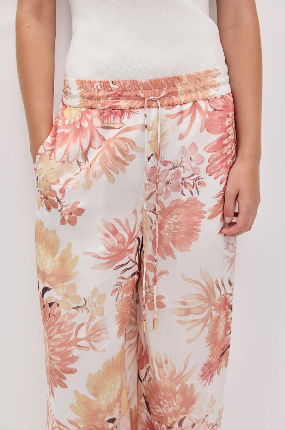 AJE Pantalon large en lin mélangé imprimé floral Adina Femme MULTICOLORE1 4