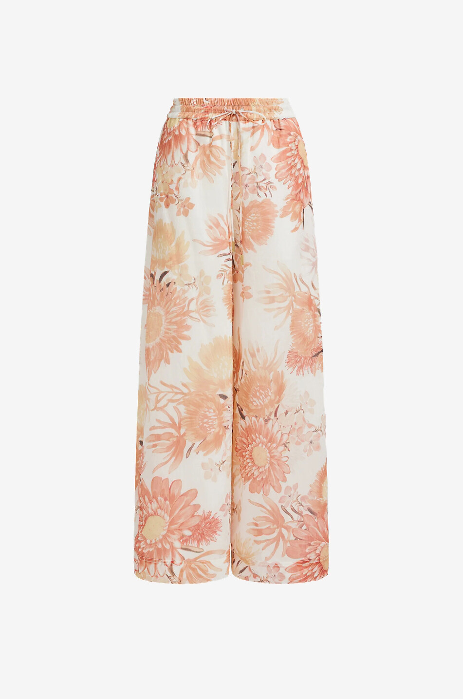 Pantalon large en lin mélangé imprimé floral Adina