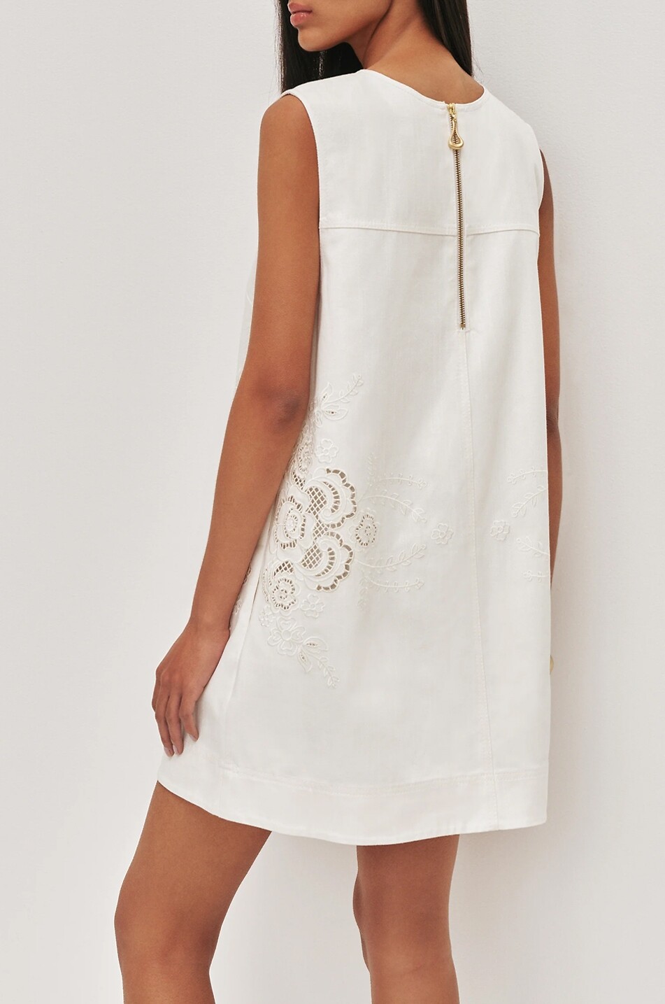 AJE Halo cotton broderie anglaise short dress Women EGGSHELL 3