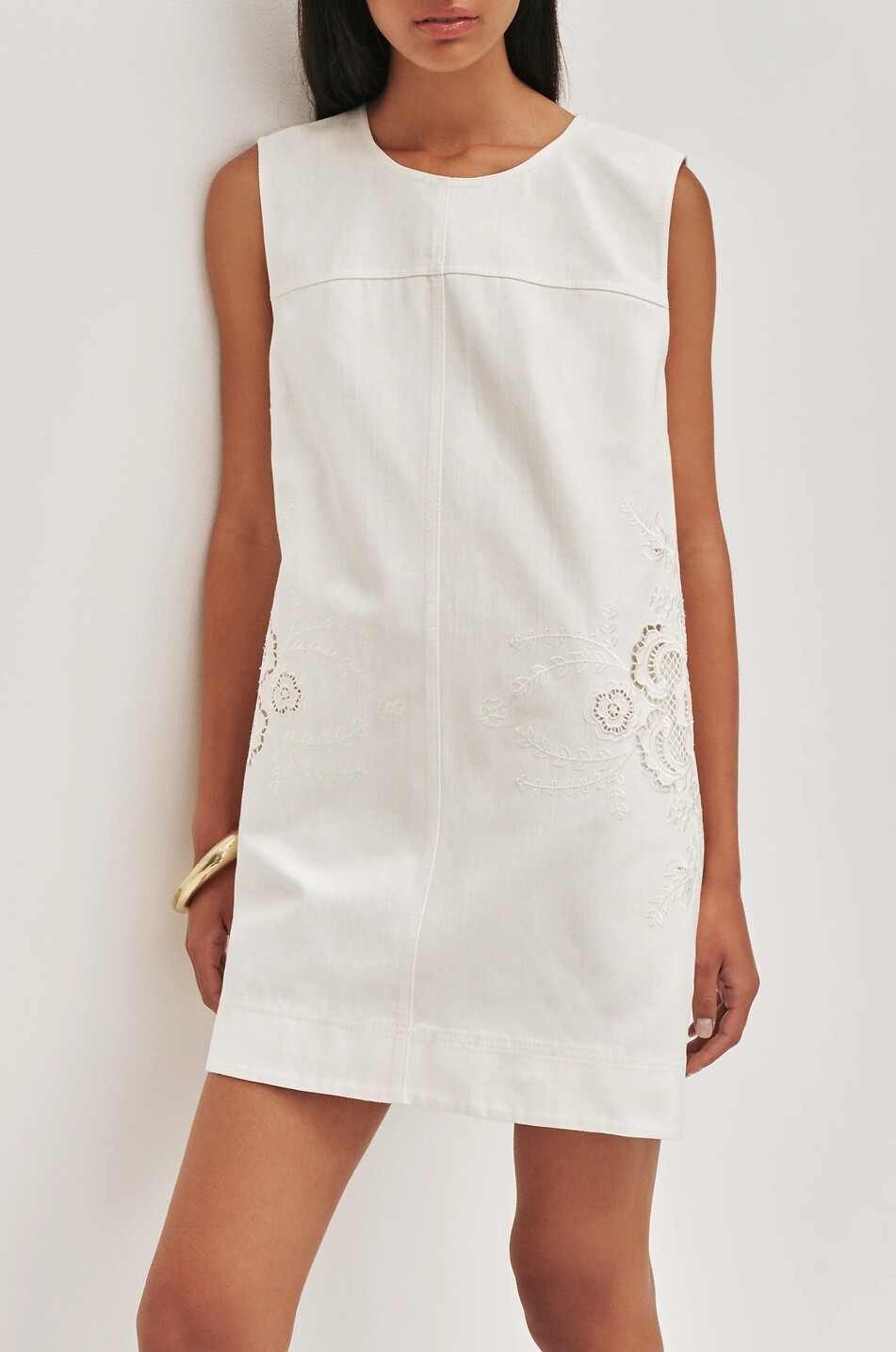 AJE Halo cotton broderie anglaise short dress Women EGGSHELL 2