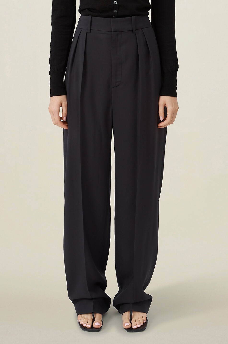 KALLMEYER Aiden pleated straight-leg viscose crepe trousers Women BLACK 3