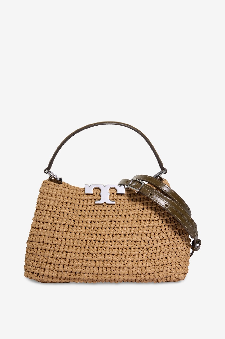 Eleanor Straw Mini Satchel raffia trapeze handbag - TORY BURCH