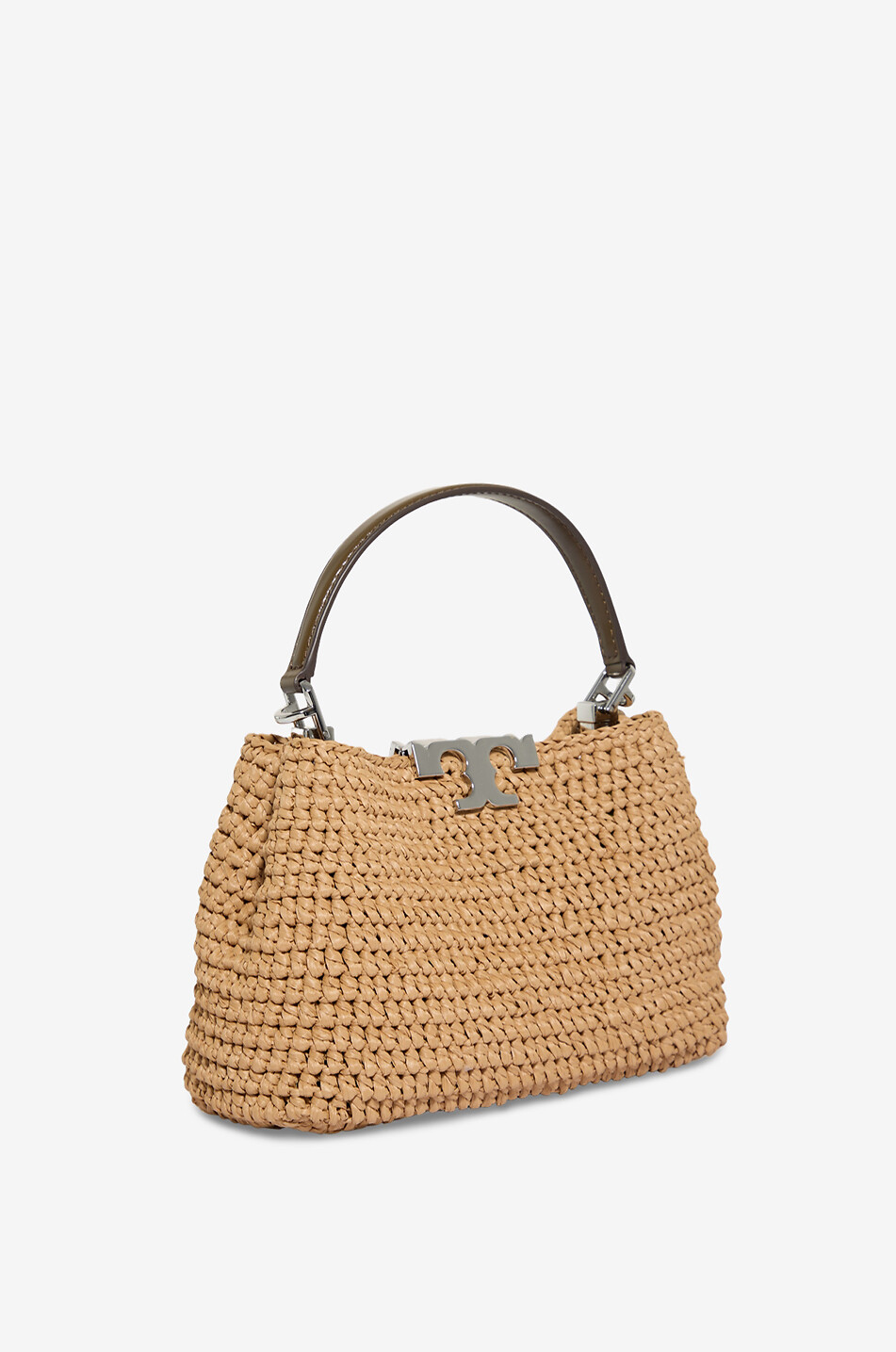 Eleanor Straw Mini Satchel raffia trapeze handbag - TORY BURCH Eleanor Straw Mini Satchel raffia trapeze handbag - TORY BURCH