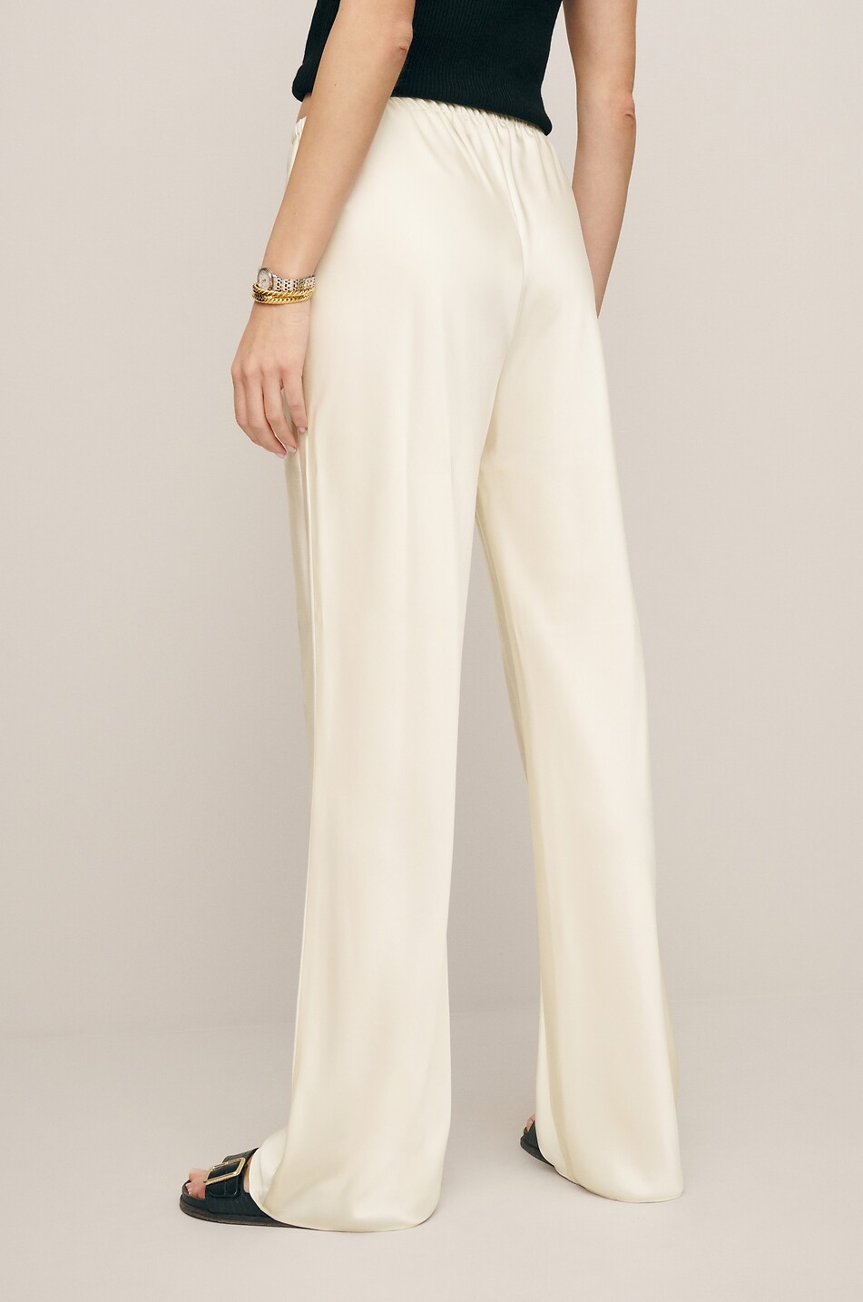 REFORMATION Gale satin mid-rise wide-leg trousers Women WHITE 6