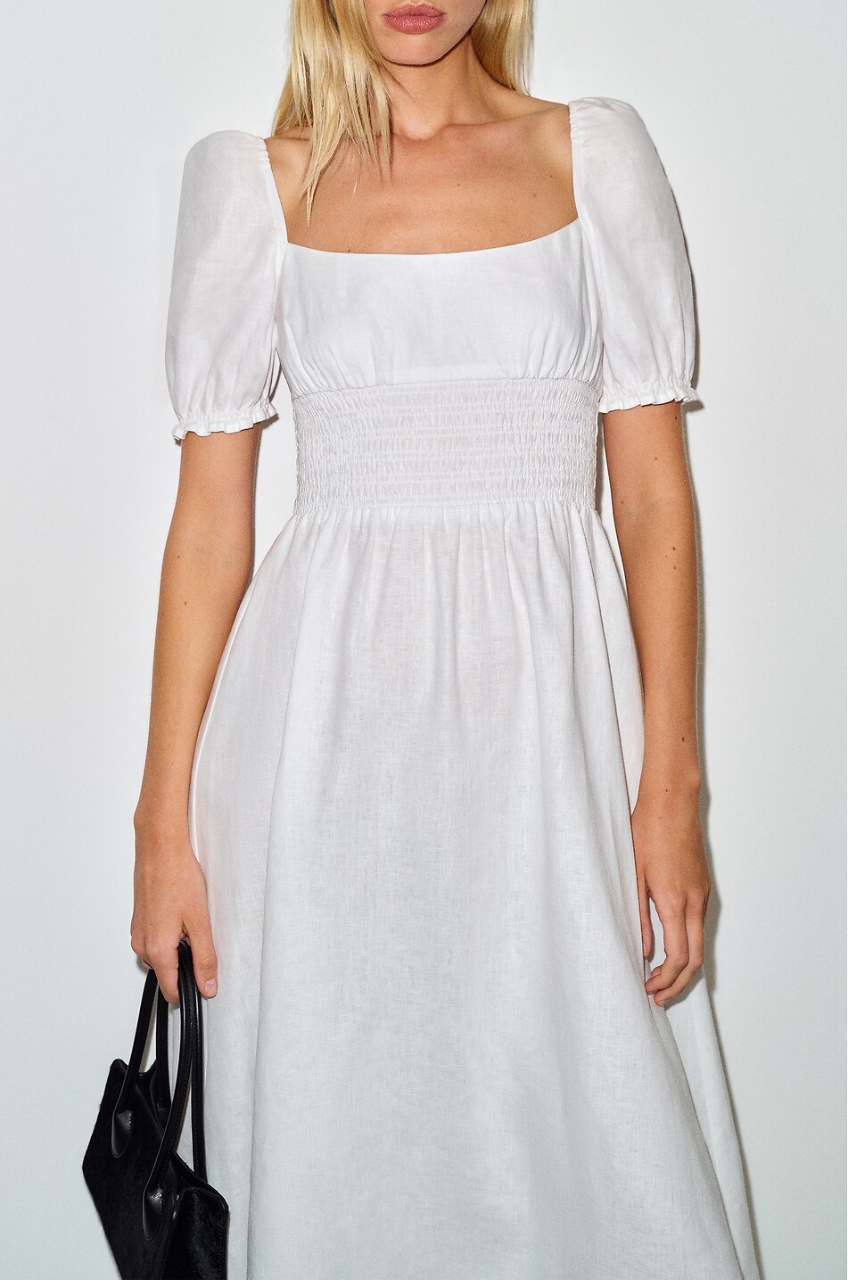 REFORMATION Adler linen puff-sleeve midi dress Women WHITE 5