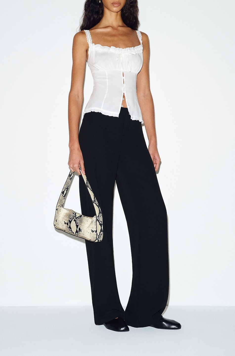 REFORMATION Eveline lace-trimmed voile fitted top Women WHITE 2