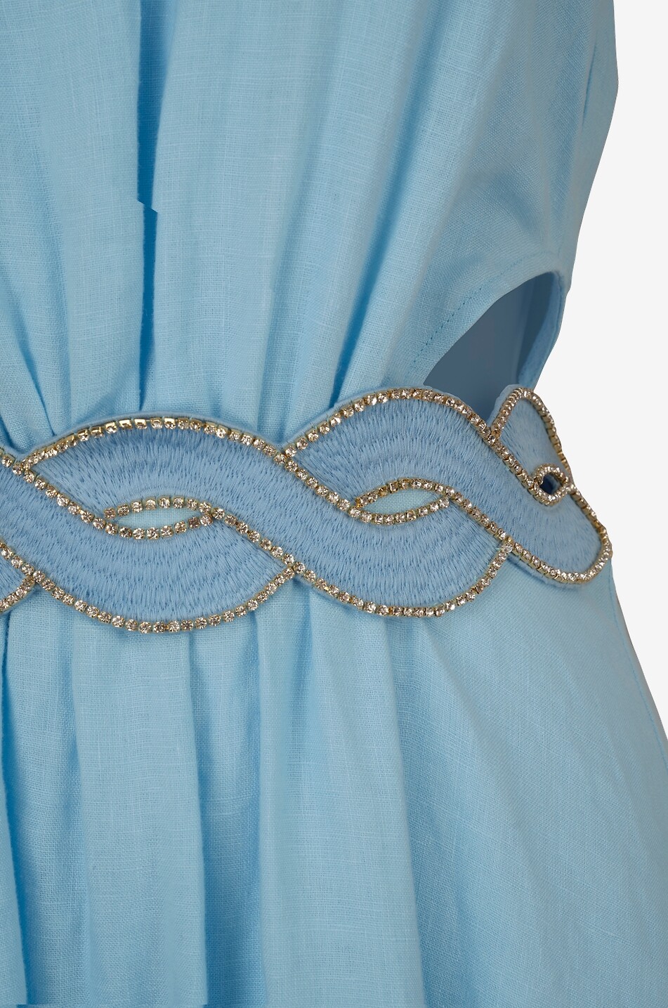 TRESSE PARIS Reslao crystal-embellished belted long dress Women LIGHT BLUE 2