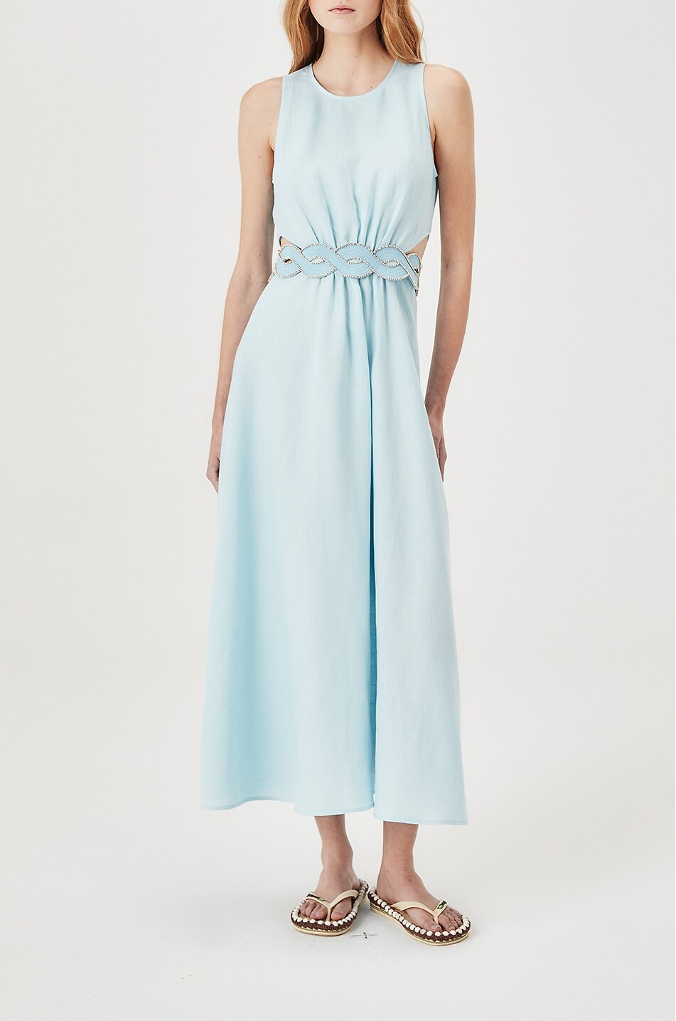 TRESSE PARIS Reslao crystal-embellished belted long dress Women LIGHT BLUE 3