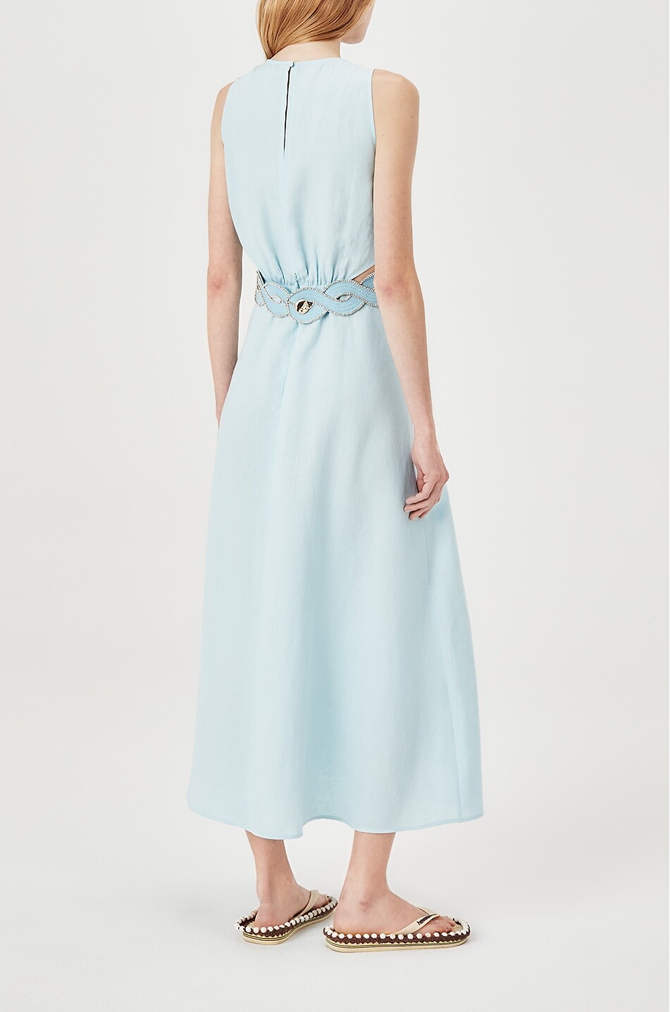 TRESSE PARIS Reslao crystal-embellished belted long dress Women LIGHT BLUE 4