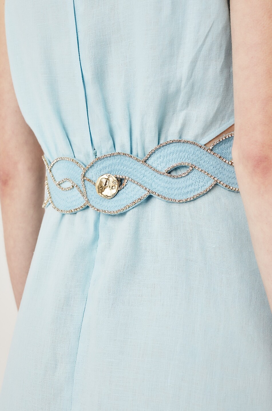 TRESSE PARIS Reslao crystal-embellished belted long dress Women LIGHT BLUE 8