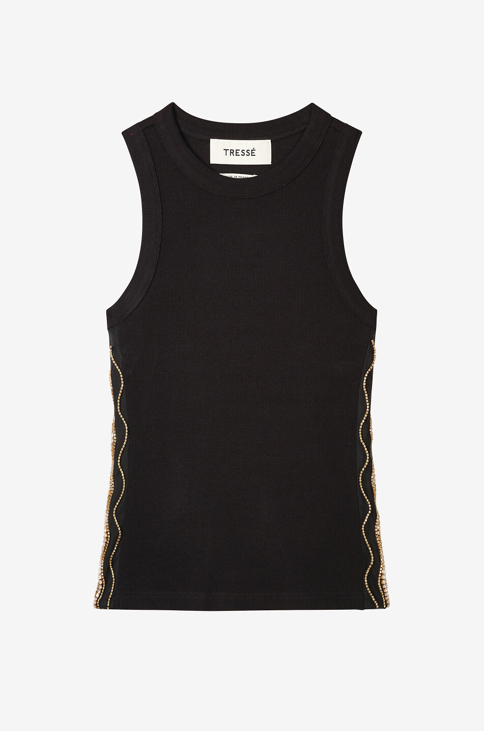 TRESSE PARIS Takarao crystal-embellished cotton round-neck top Women BLACK 1
