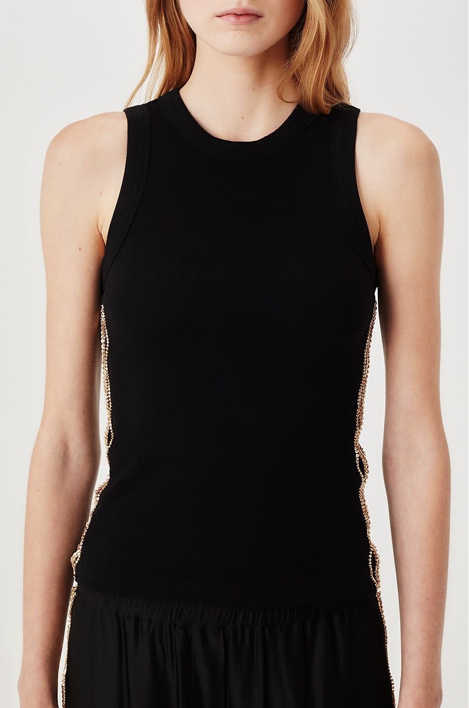 TRESSE PARIS Takarao crystal-embellished cotton round-neck top Women BLACK 5